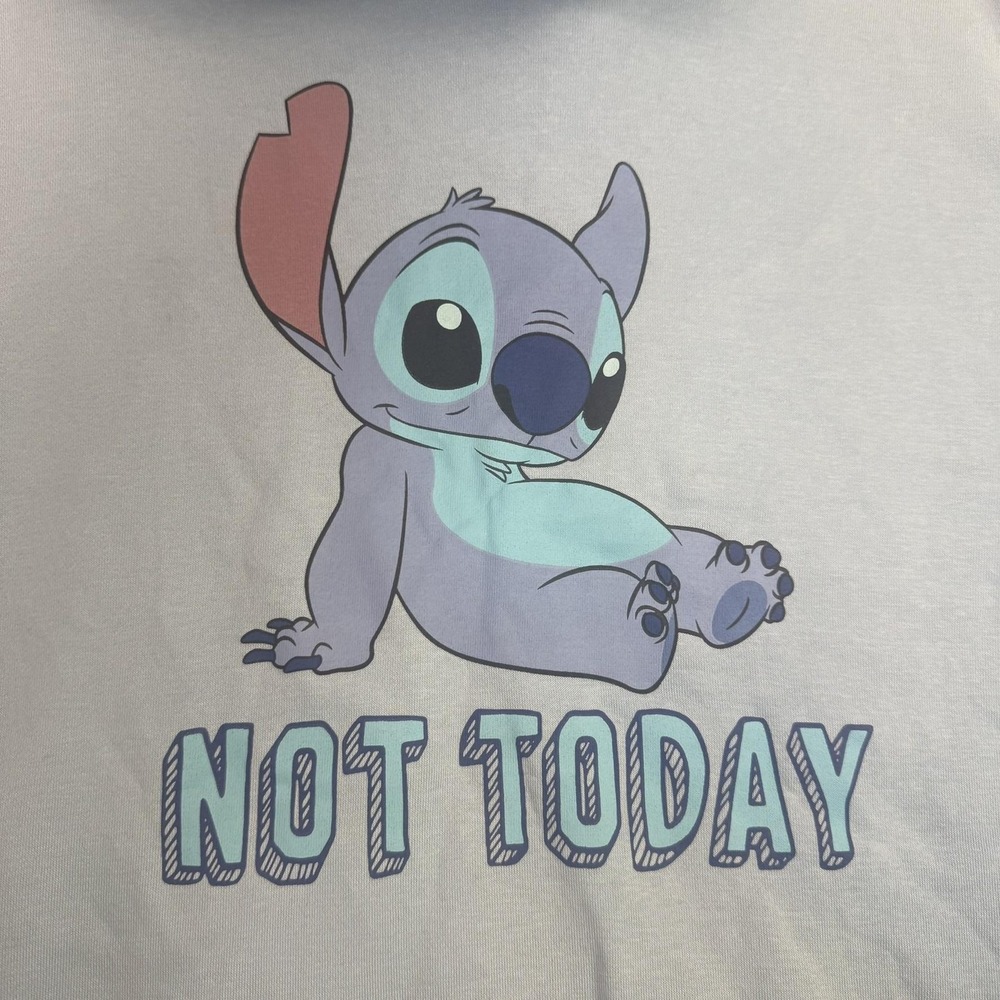 Disney Lilo & Stitch Hoodie‎ Mens 2XL Light Blue Not Today Graphic Sweatshirt